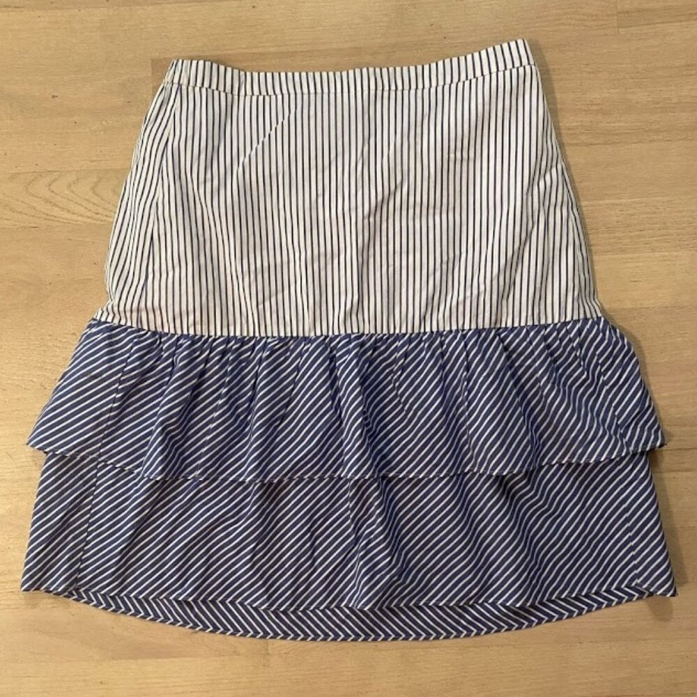 J. Crew Stripe Tiered Ruffle Skirt size 10